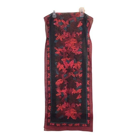 Jocelyn Mauge Accessories - Jocelyn Mauge Red Green Autumn Leaf Leaves Holiday Sheer Scarf